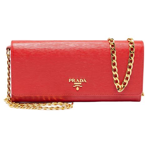 prada chain leather wallet red|Prada wallet on chain review.